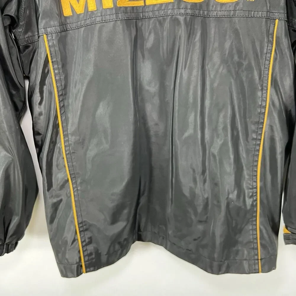 Missouri Tigers Full Zip Hooded Vinyl Jacket Youth Boys Large 12-14 Black Essex